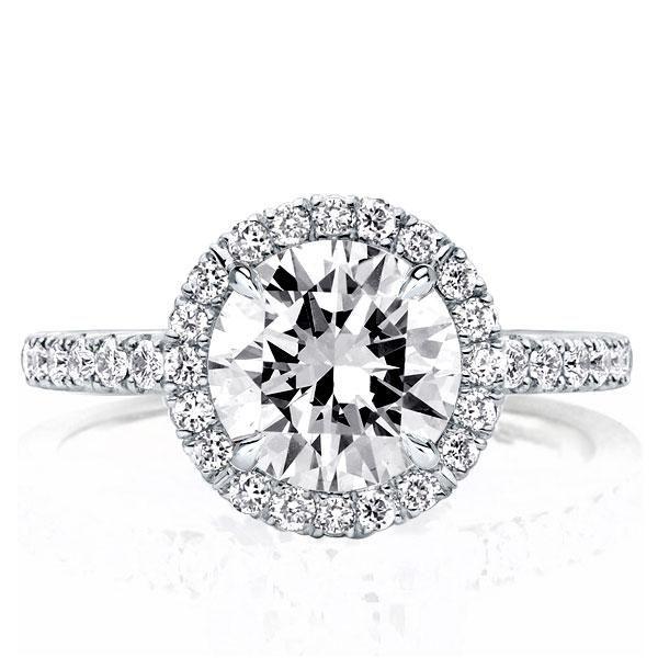 Round Halo Engagement Ring - 925 Sterling Silver, 2.75 CT Center Stone