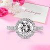 Round Halo Engagement Ring - 925 Sterling Silver, 2.75 CT Center Stone