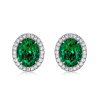 Emerald Sapphire Halo Necklace & Earrings Set | Sterling Silver | 2.81 CT. TW.