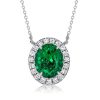 Emerald Sapphire Halo Necklace & Earrings Set | Sterling Silver | 2.81 CT. TW.