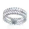 Baguette Cut Eternity Band - Double Row White Sapphire Wedding Ring - Sterling Silver