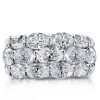 Triple Row Oval White Sapphire Eternity Wedding Band - Sterling Silver