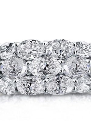Triple Row Oval White Sapphire Eternity Wedding Band - Sterling Silver