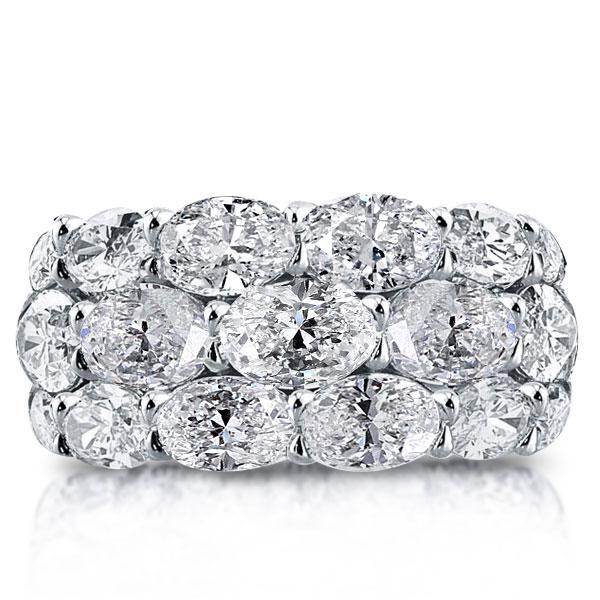Triple Row Oval White Sapphire Eternity Wedding Band - Sterling Silver