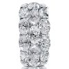 Triple Row Oval White Sapphire Eternity Wedding Band - Sterling Silver