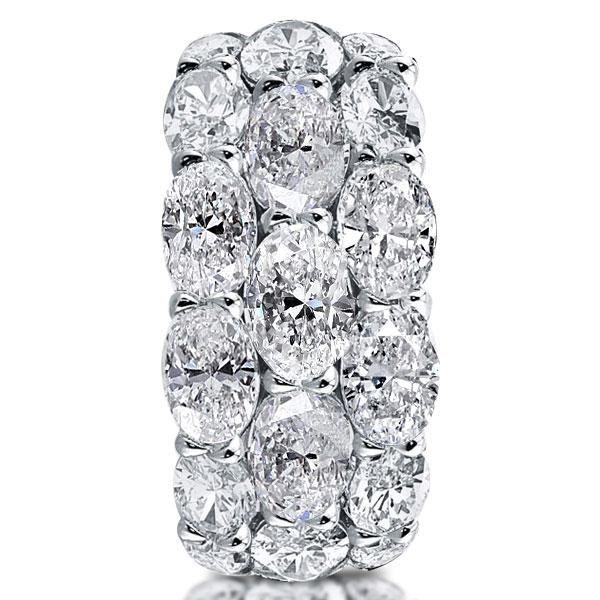 Triple Row Oval White Sapphire Eternity Wedding Band - Sterling Silver