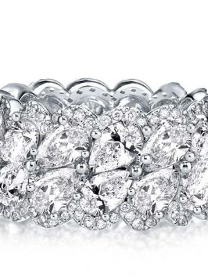 Pear Cut Multi Row Halo Wedding Band in 925 Sterling Silver
