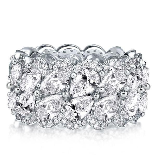 Pear Cut Multi Row Halo Wedding Band in 925 Sterling Silver