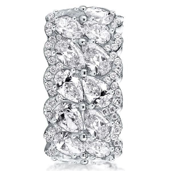 Pear Cut Multi Row Halo Wedding Band in 925 Sterling Silver
