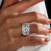 Pear Cut Multi Row Halo Wedding Band in 925 Sterling Silver