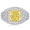 Yellow Topaz Cushion Cut Micro Pave Cocktail Ring in Sterling Silver