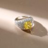 Yellow Topaz Cushion Cut Micro Pave Cocktail Ring in Sterling Silver