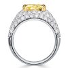 Yellow Topaz Cushion Cut Micro Pave Cocktail Ring in Sterling Silver