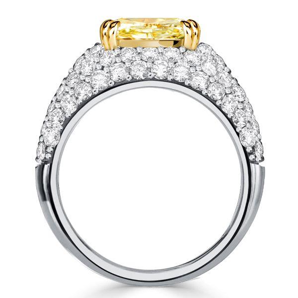 Yellow Topaz Cushion Cut Micro Pave Cocktail Ring in Sterling Silver