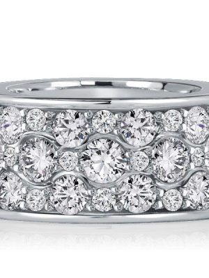 Sterling Silver Round Cut CZ Eternity Wedding Band - 3.92 CT TW