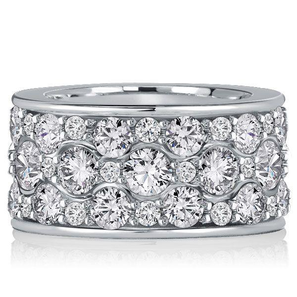 Sterling Silver Round Cut CZ Eternity Wedding Band - 3.92 CT TW