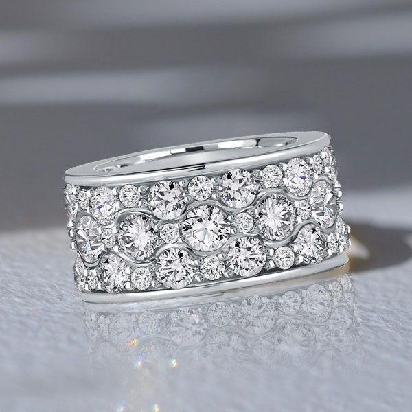 Sterling Silver Round Cut CZ Eternity Wedding Band - 3.92 CT TW