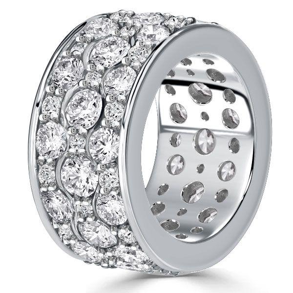 Sterling Silver Round Cut CZ Eternity Wedding Band - 3.92 CT TW