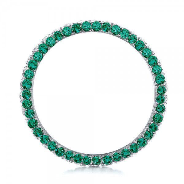 Emerald Green Round Cut Eternity Band in Sterling Silver