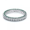 Emerald Green Round Cut Eternity Band in Sterling Silver