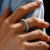 Emerald Green Round Cut Eternity Band in Sterling Silver