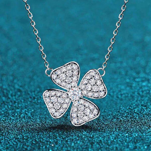 925 Sterling Silver Four Leaf Clover Necklace for Women