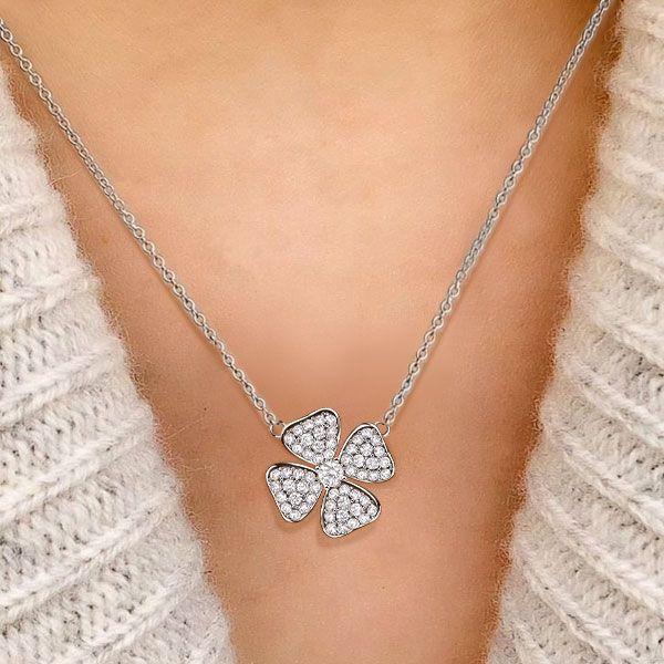 925 Sterling Silver Four Leaf Clover Necklace for Women