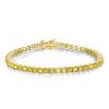 Golden Yellow Sapphire Tennis Necklace - Sterling Silver, Round Cut