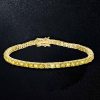 Golden Yellow Sapphire Tennis Necklace - Sterling Silver, Round Cut