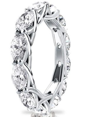Marquise Cut Cubic Zirconia Eternity Wedding Band in Sterling Silver