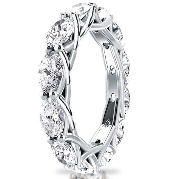 Marquise Cut Cubic Zirconia Eternity Wedding Band in Sterling Silver