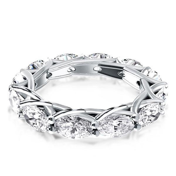Marquise Cut Cubic Zirconia Eternity Wedding Band in Sterling Silver