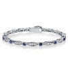 Sterling Silver Blue Sapphire Bracelet - Dainty & Elegant - 6-9 Inches