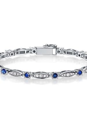 Sterling Silver Blue Sapphire Bracelet - Dainty & Elegant - 6-9 Inches