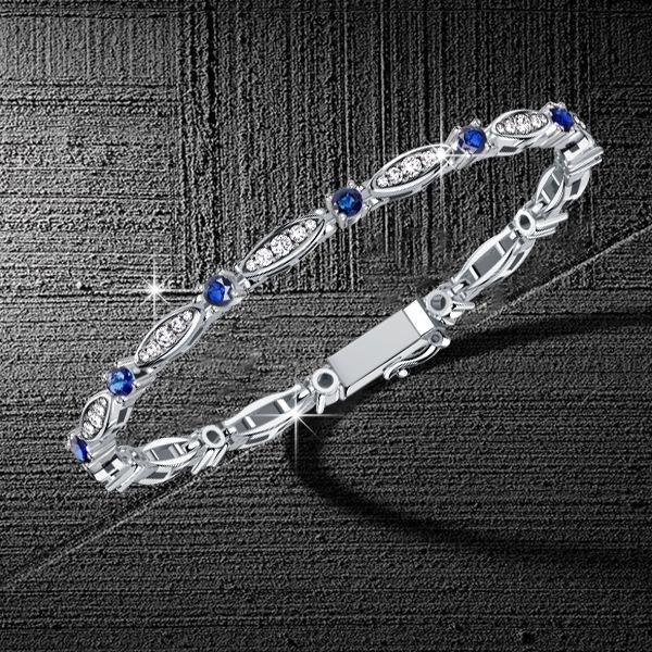 Sterling Silver Blue Sapphire Bracelet - Dainty & Elegant - 6-9 Inches