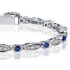 Sterling Silver Blue Sapphire Bracelet - Dainty & Elegant - 6-9 Inches
