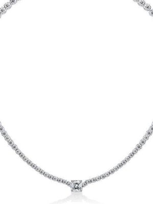Cushion Cut Cubic Zirconia Eternity Necklace in Sterling Silver