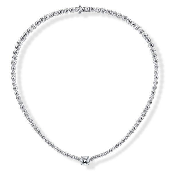 Cushion Cut Cubic Zirconia Eternity Necklace in Sterling Silver