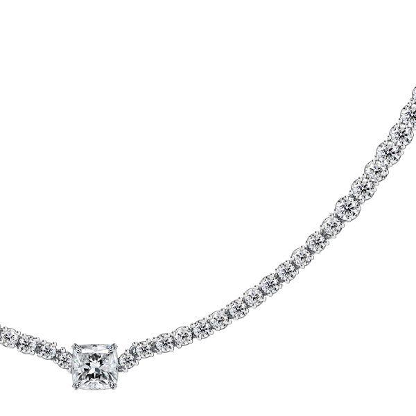 Cushion Cut Cubic Zirconia Eternity Necklace in Sterling Silver