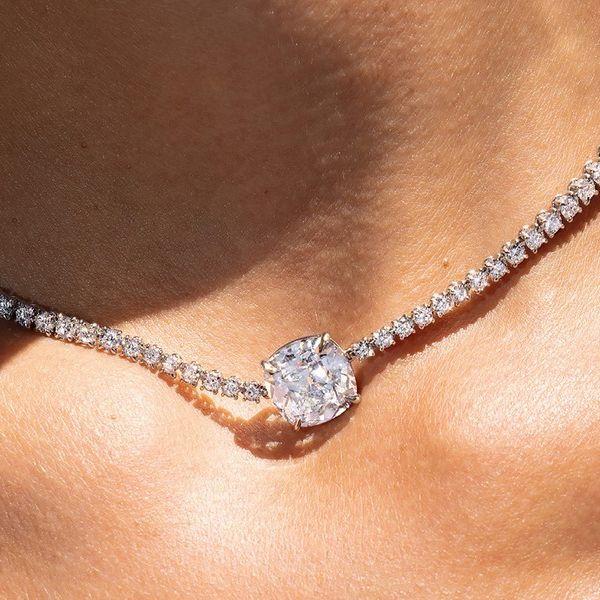 Cushion Cut Cubic Zirconia Eternity Necklace in Sterling Silver