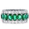 Eternity Green Wedding Band, 12mm Wide, 925 Sterling Silver