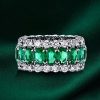 Eternity Green Wedding Band, 12mm Wide, 925 Sterling Silver