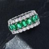 Eternity Green Wedding Band, 12mm Wide, 925 Sterling Silver