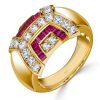 Vintage-Inspired Ruby Dome Ring - 18K Gold Plated Sterling Silver