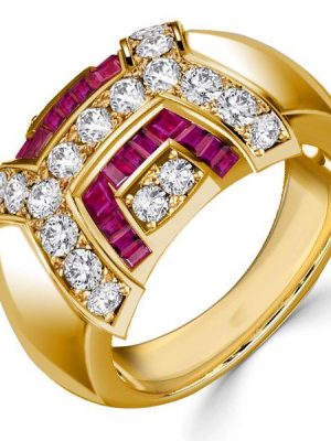 Vintage-Inspired Ruby Dome Ring - 18K Gold Plated Sterling Silver