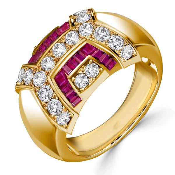 Vintage-Inspired Ruby Dome Ring - 18K Gold Plated Sterling Silver