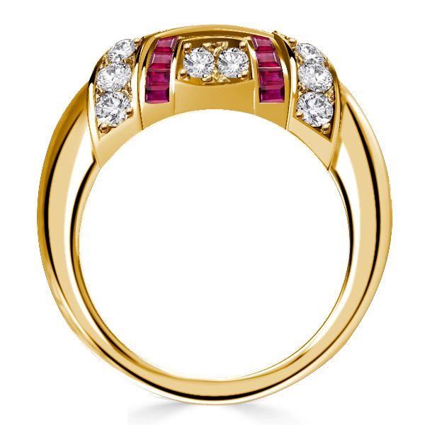 Vintage-Inspired Ruby Dome Ring - 18K Gold Plated Sterling Silver