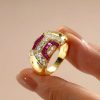 Vintage-Inspired Ruby Dome Ring - 18K Gold Plated Sterling Silver