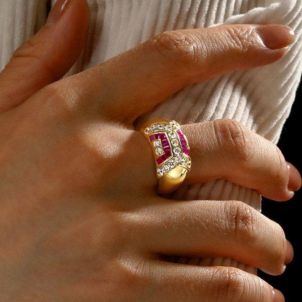 Vintage-Inspired Ruby Dome Ring - 18K Gold Plated Sterling Silver