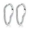 Heart White Sapphire Hoop Earrings - Sterling Silver (925)